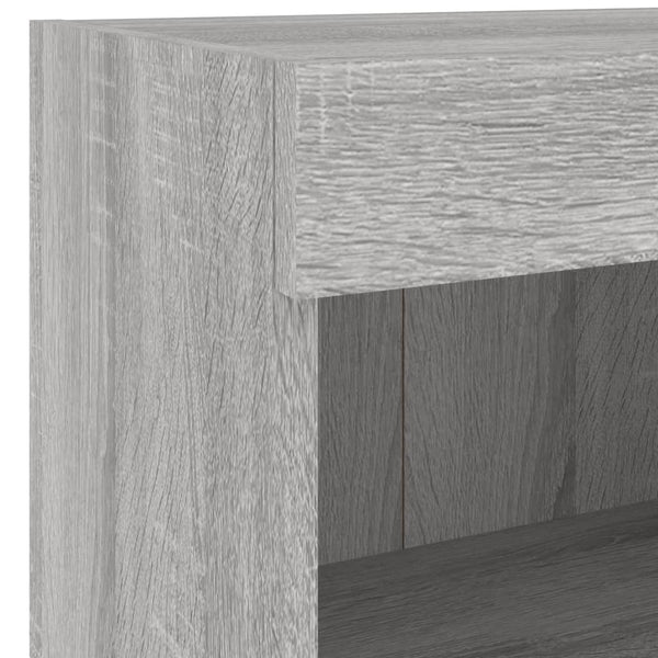5-tlg. Wohnwand mit LED Grau Sonoma
