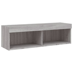 5-tlg. Wohnwand mit LED Grau Sonoma