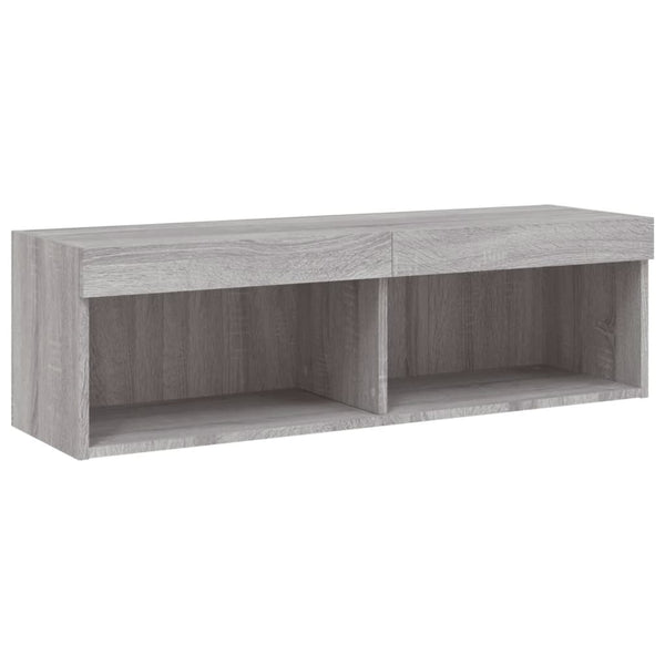 5-tlg. Wohnwand mit LED Grau Sonoma