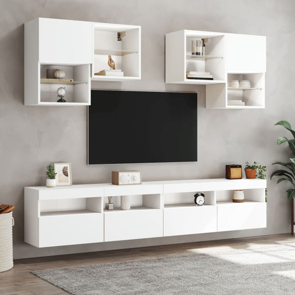 TV-Wohnwand 6-tlg. mit LED Weiß