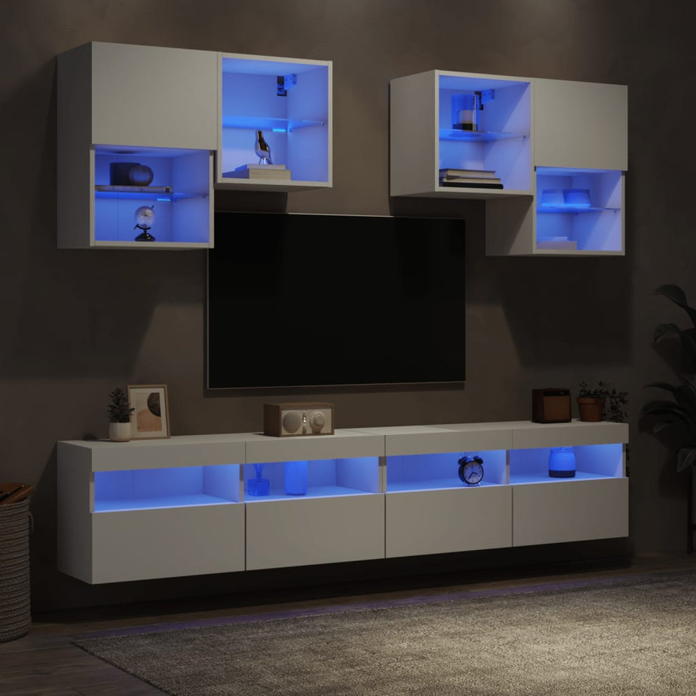 TV-Wohnwand 6-tlg. mit LED Weiß