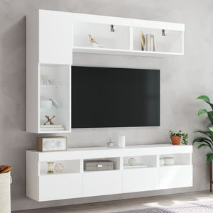 7-teilige TV-Wohnwand mit LED Weiß