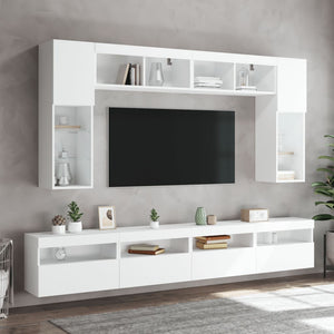 TV-Wohnwand 8-teilig mit LED Weiß