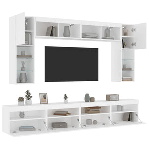 TV-Wohnwand 8-teilig mit LED Weiß