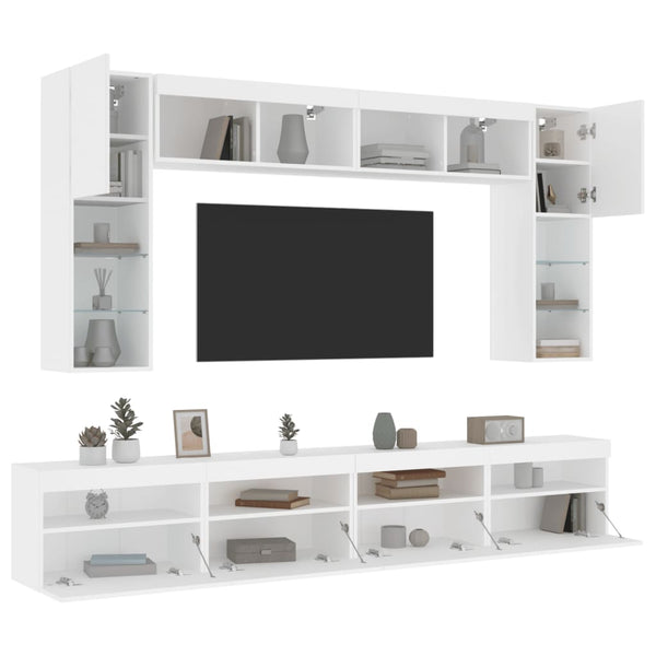 TV-Wohnwand 8-teilig mit LED Weiß