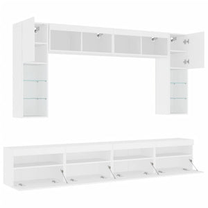 TV-Wohnwand 8-teilig mit LED Weiß