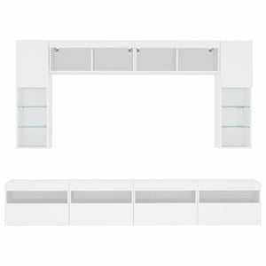 TV-Wohnwand 8-teilig mit LED Weiß