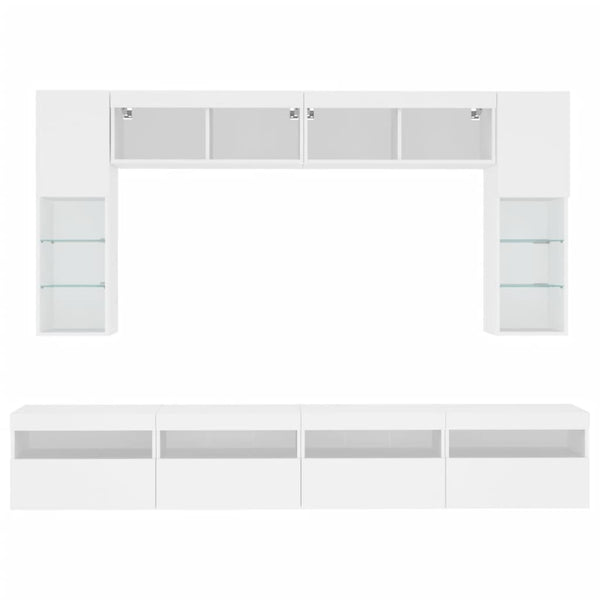TV-Wohnwand 8-teilig mit LED Weiß