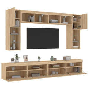 TV-Wohnwand 8-teilig mit LED Sonoma-Eiche