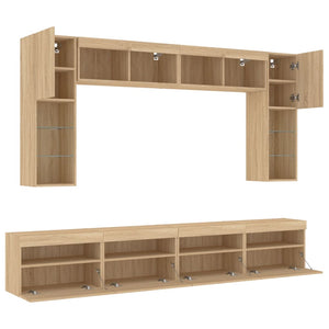 TV-Wohnwand 8-teilig mit LED Sonoma-Eiche