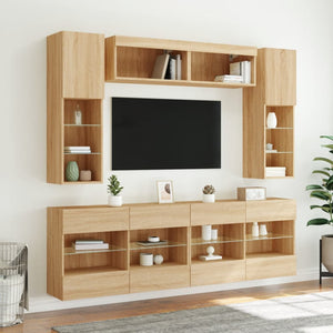 TV-Wohnwand 6-teilig mit LED Sonoma-Eiche
