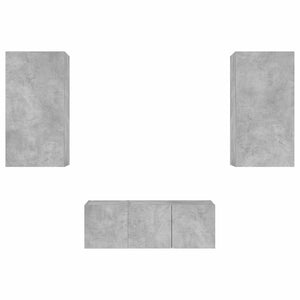 4-tlg. Wohnwand mit LED Betongrau