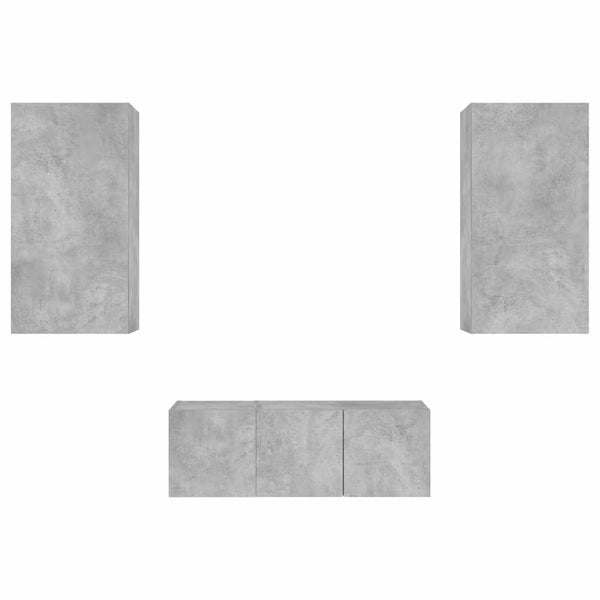 4-tlg. Wohnwand mit LED Betongrau