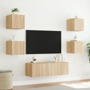 5-teilige TV-Wohnwand mit LED Sonoma-Eiche