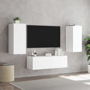 3-tlg. TV-Wohnwand mit LED Weiß