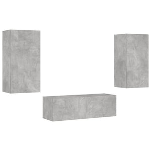 3-tlg. TV-Wohnwand mit LED Betongrau