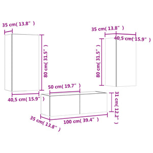 3-tlg. TV-Wohnwand mit LED Betongrau