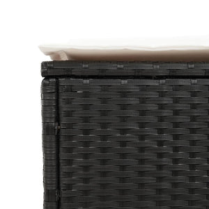 Schwarze Poly-Rattan Sonnenliege mit Tisch