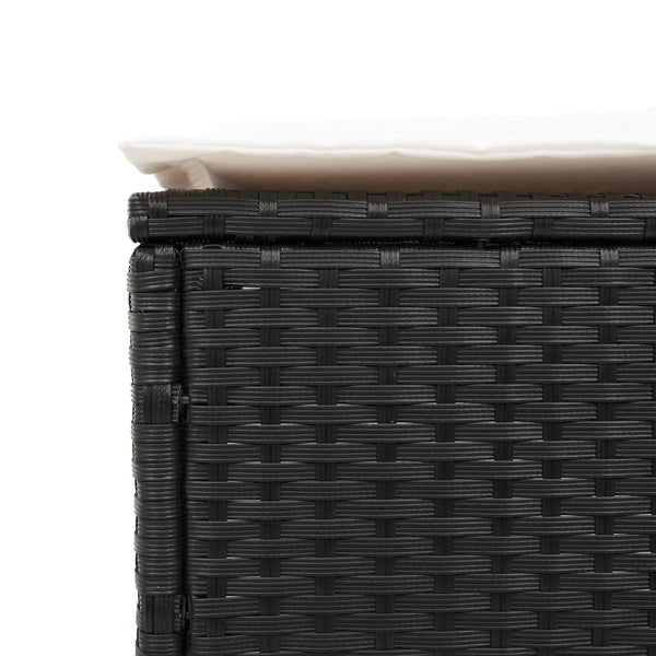 Schwarze Poly-Rattan Sonnenliege mit Tisch