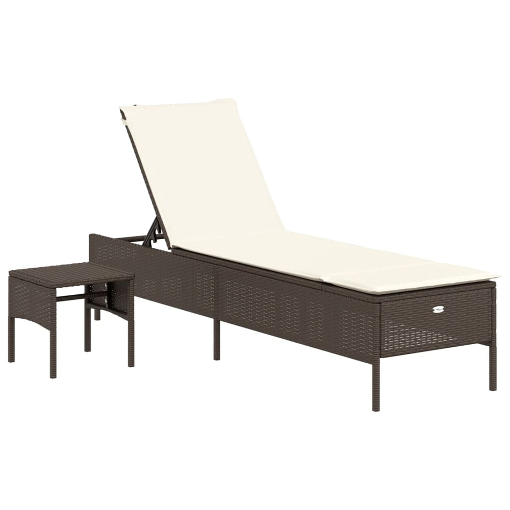 Poly Rattan Sonnenliege mit Tisch & Auflage