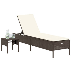 Poly Rattan Sonnenliege mit Tisch & Auflage