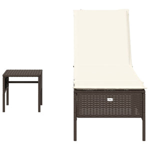 Poly Rattan Sonnenliege mit Tisch & Auflage