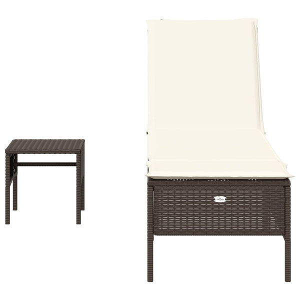 Poly Rattan Sonnenliege mit Tisch & Auflage