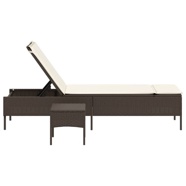 Poly Rattan Sonnenliege mit Tisch & Auflage