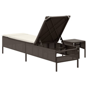 Poly Rattan Sonnenliege mit Tisch & Auflage