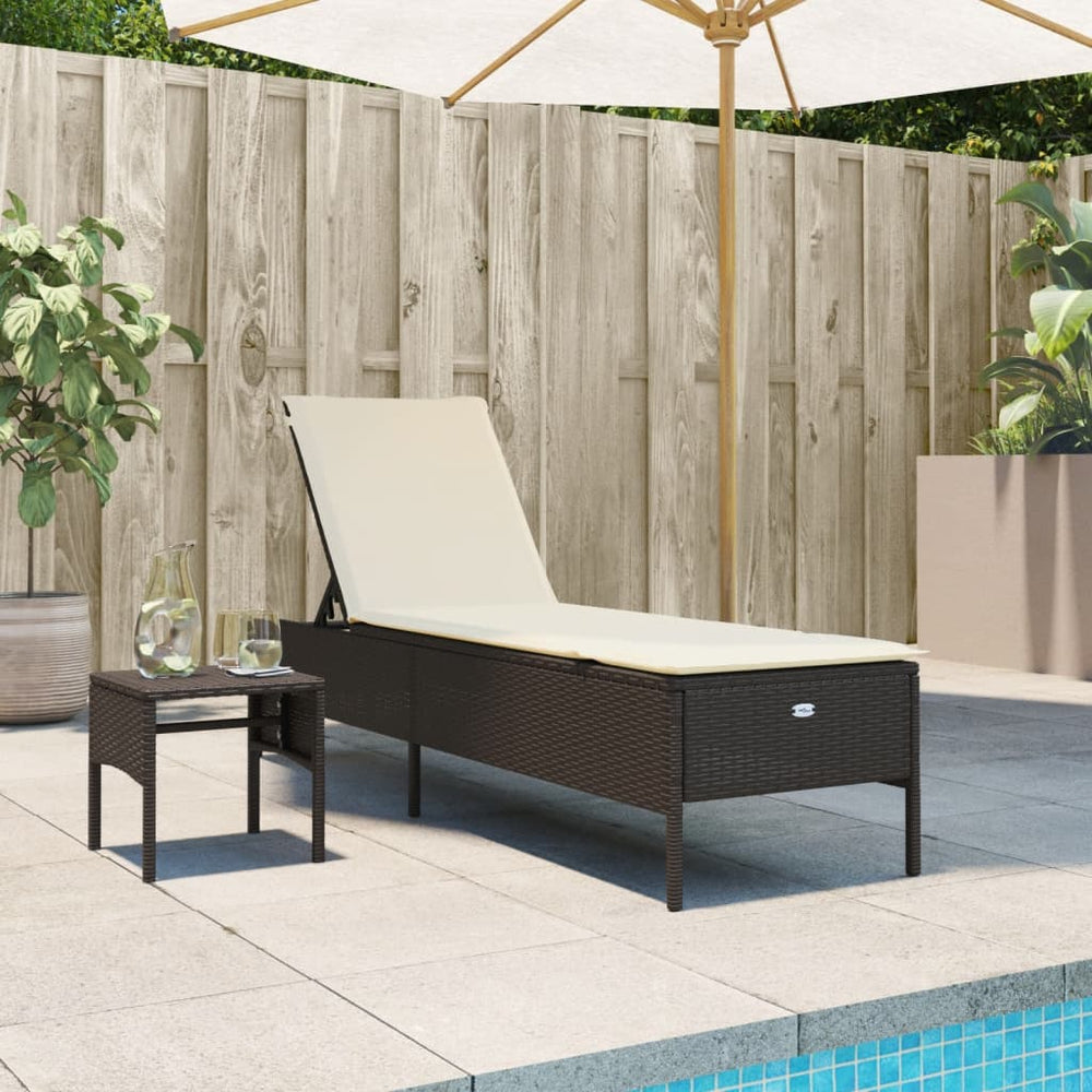 Poly Rattan Sonnenliege mit Tisch & Auflage
