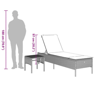 Graue Poly Rattan Sonnenliege mit Tisch