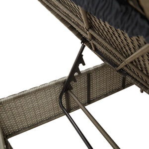 Graue Poly Rattan Sonnenliege mit Tisch