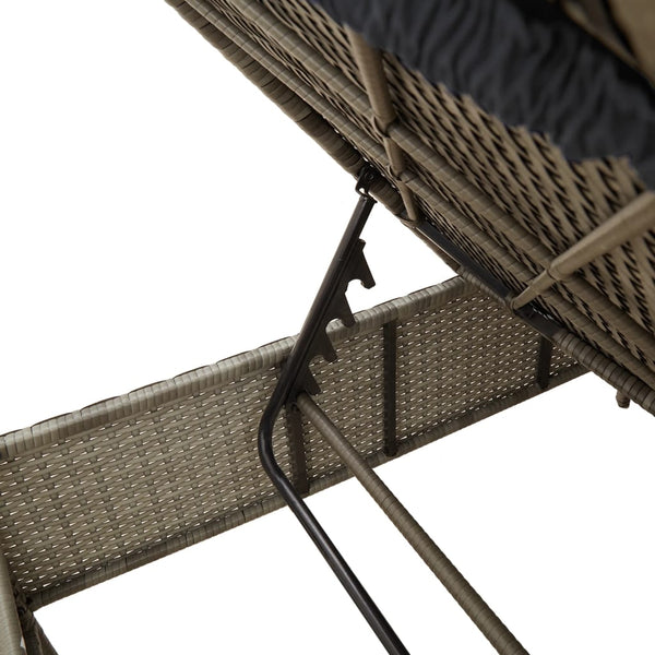 Graue Poly Rattan Sonnenliege mit Tisch