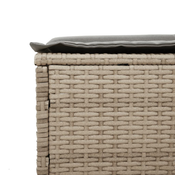 Beige Poly Rattan Sonnenliege mit Tisch