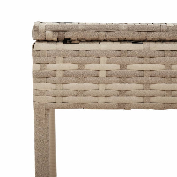 Beige Poly Rattan Sonnenliege mit Tisch