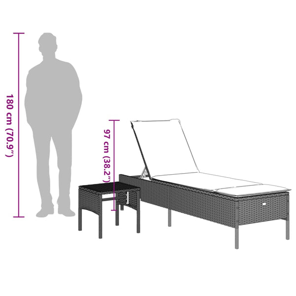 Sonnenliege mit Tisch Hellgrau Poly Rattan