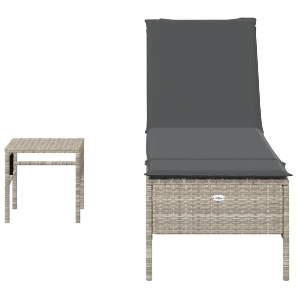 Sonnenliege mit Tisch Hellgrau Poly Rattan