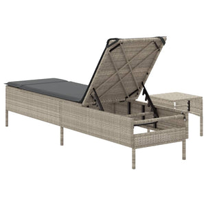 Sonnenliege mit Tisch Hellgrau Poly Rattan