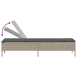 Sonnenliege mit Tisch Hellgrau Poly Rattan