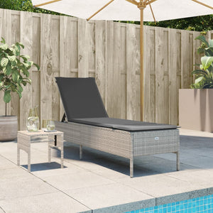 Sonnenliege mit Tisch Hellgrau Poly Rattan