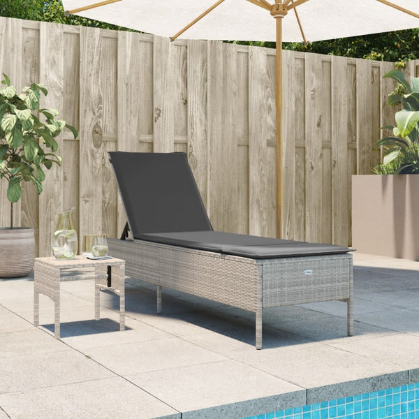 Sonnenliege mit Tisch Hellgrau Poly Rattan