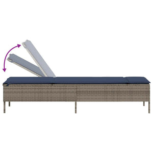 Graue Poly Rattan Sonnenliege mit Tisch & Kissen