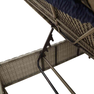 Graue Poly Rattan Sonnenliege mit Tisch & Kissen