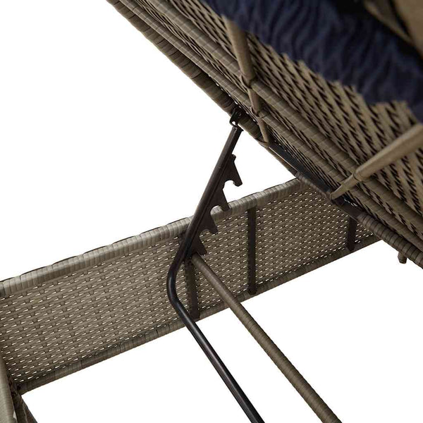 Graue Poly Rattan Sonnenliege mit Tisch & Kissen