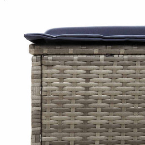 Graue Poly Rattan Sonnenliege mit Tisch & Kissen