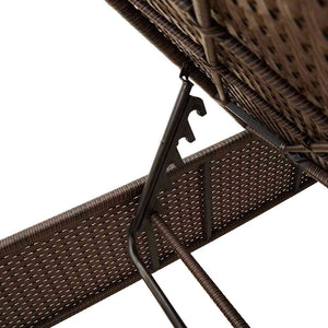 Sonnenliege Braun Poly Rattan mit Tisch & Kissen