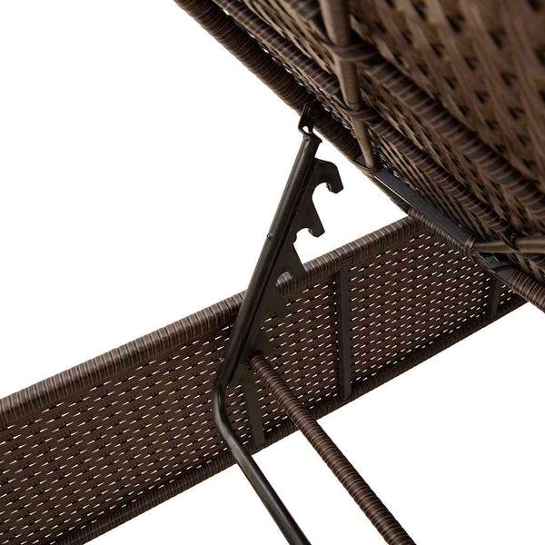 Sonnenliege Braun Poly Rattan mit Tisch & Kissen