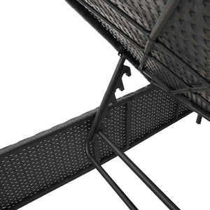 Schwarze Poly Rattan Sonnenliege mit Tisch & Kissen