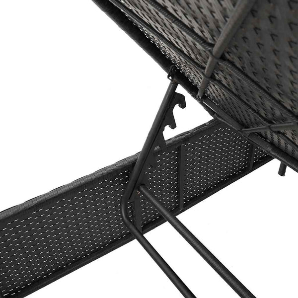 Schwarze Poly Rattan Sonnenliege mit Tisch & Kissen