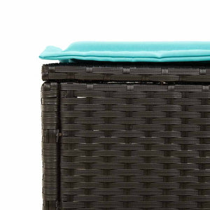 Schwarze Poly Rattan Sonnenliege mit Tisch & Kissen